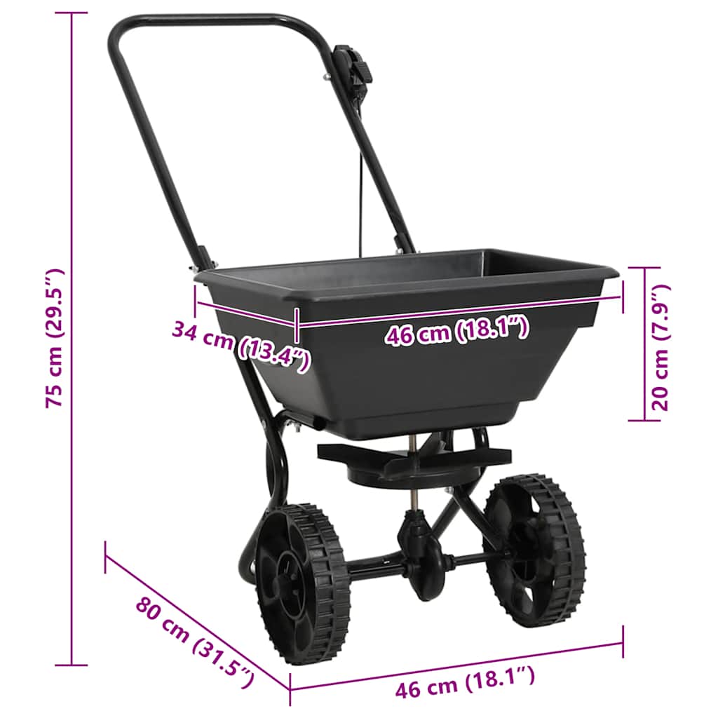 vidaXL Handstreuwagen Salzstreuer PVC und Stahl 80x46x75 cm 15 L