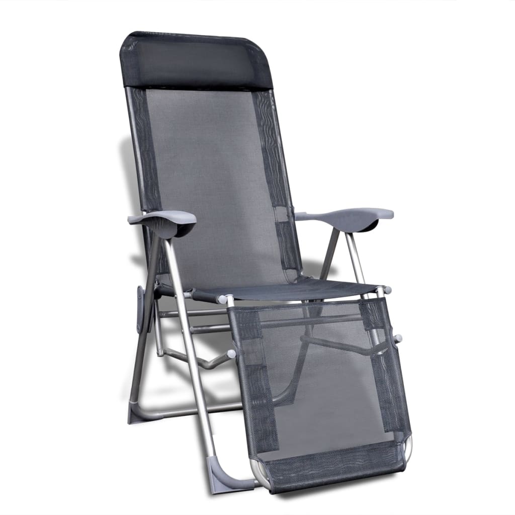 Klappbare einstellbare Campingstühle mit Fußstütze Aluminium 2er-Set