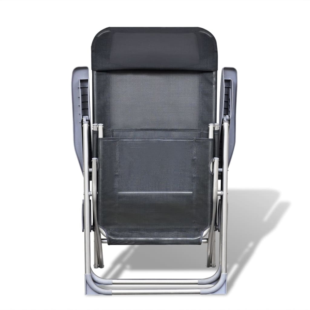 Klappbare einstellbare Campingstühle mit Fußstütze Aluminium 2er-Set