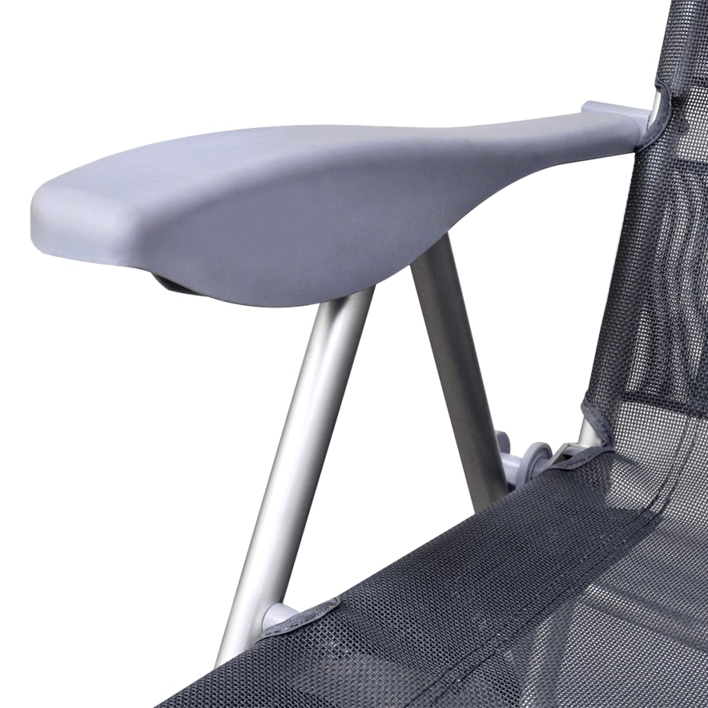 Klappbare einstellbare Campingstühle mit Fußstütze Aluminium 2er-Set