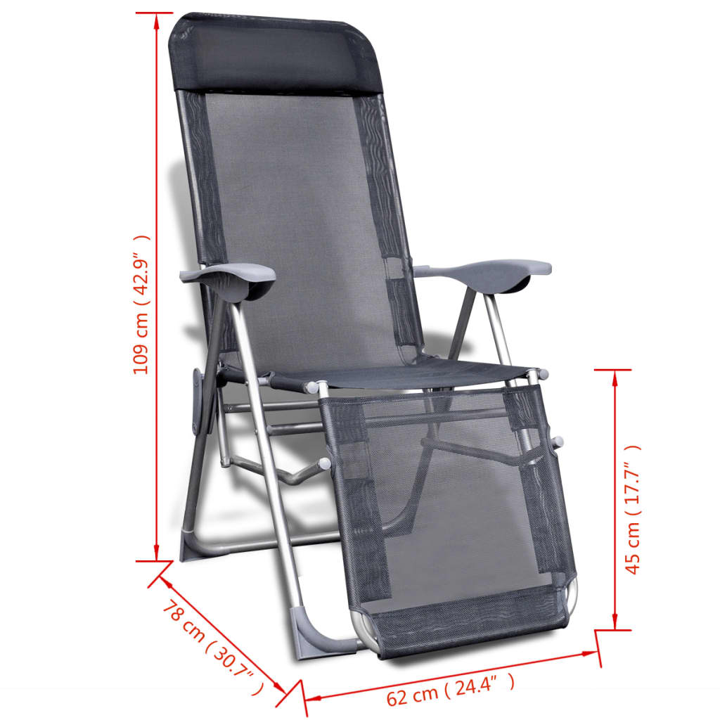 Klappbare einstellbare Campingstühle mit Fußstütze Aluminium 2er-Set