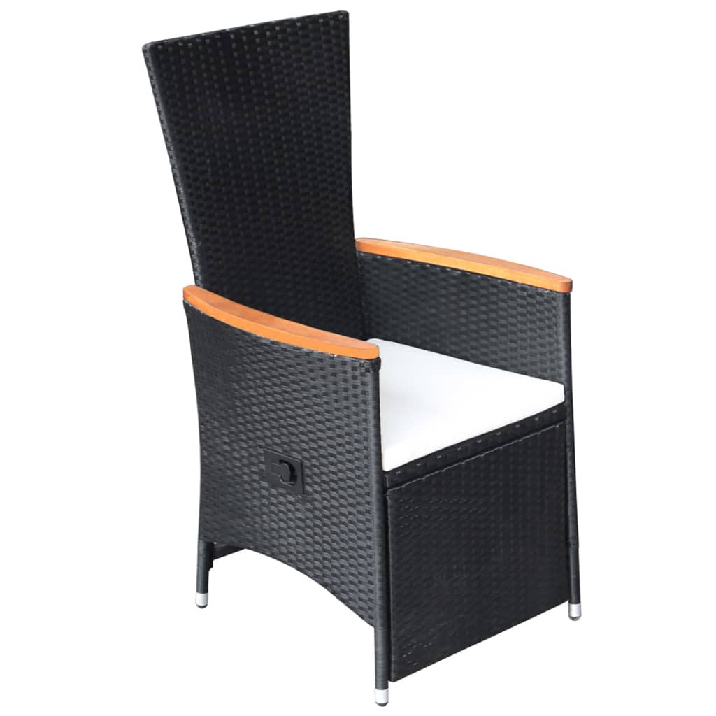vidaXL Garten-Liegestühle 2 Stk. mit Auflagen Poly Rattan Schwarz