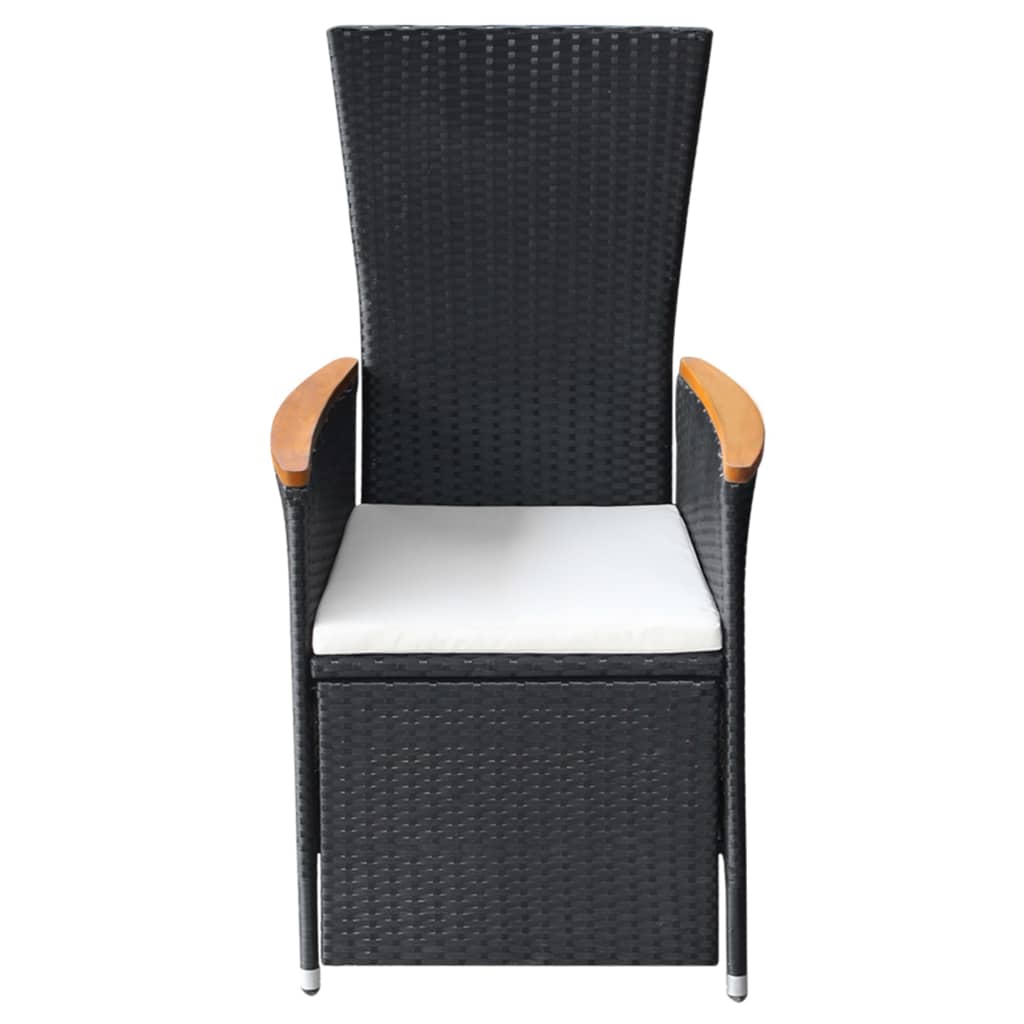 vidaXL Garten-Liegestühle 2 Stk. mit Auflagen Poly Rattan Schwarz