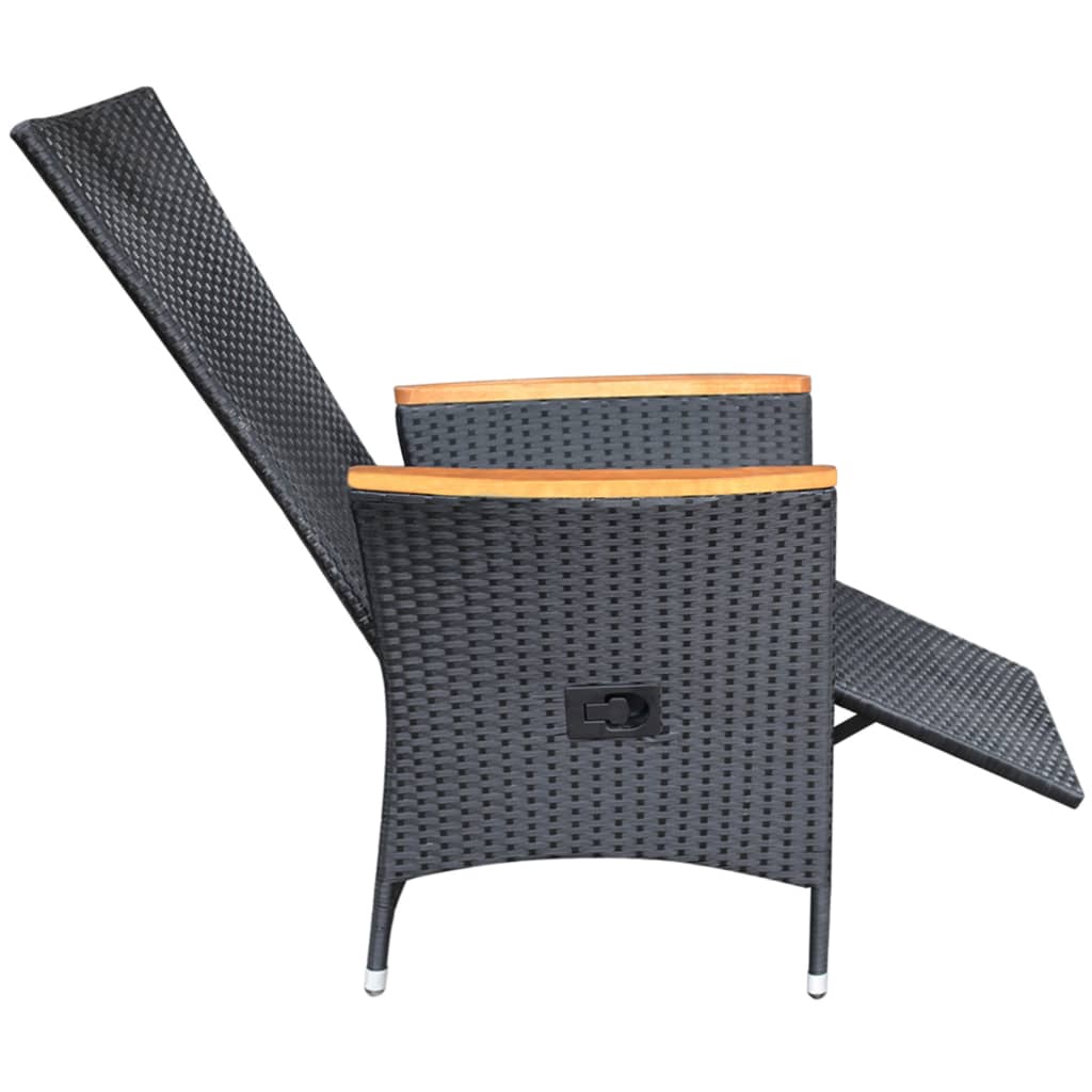 vidaXL Garten-Liegestühle 2 Stk. mit Auflagen Poly Rattan Schwarz