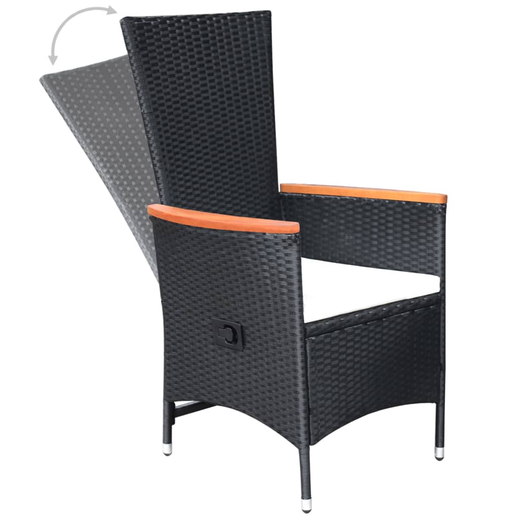 vidaXL Garten-Liegestühle 2 Stk. mit Auflagen Poly Rattan Schwarz
