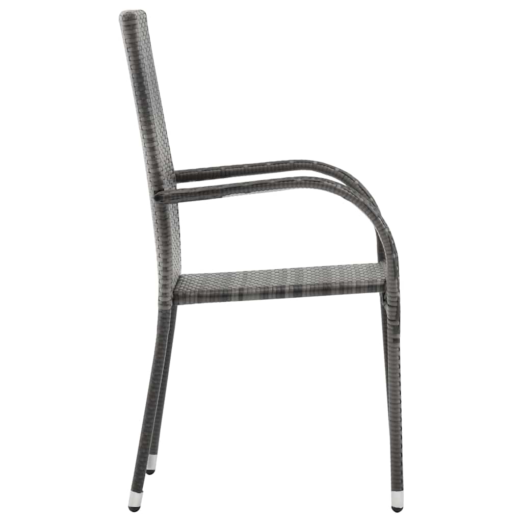 vidaXL Gartenstühle Stapelbar 2 Stk. Grau Poly Rattan