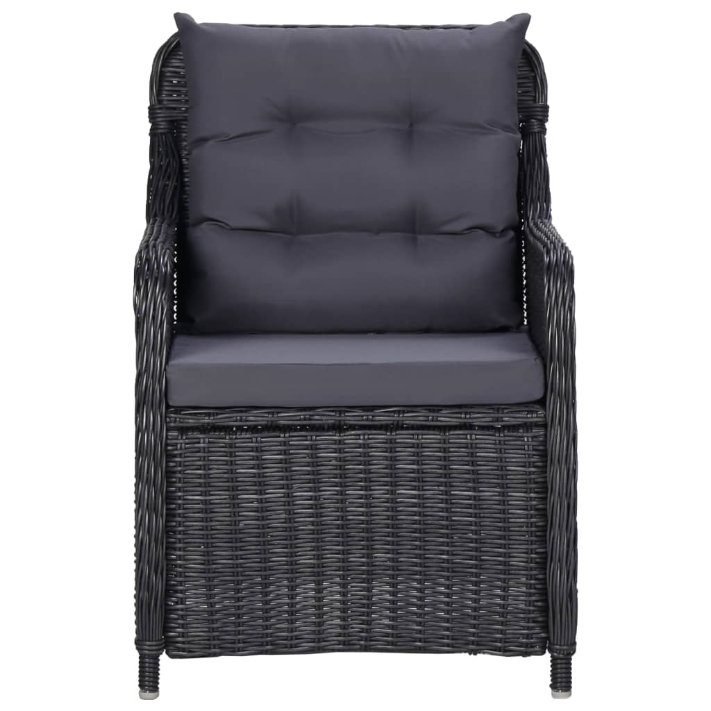 vidaXL Gartenstühle 2 Stk. mit Auflagen Poly Rattan Schwarz