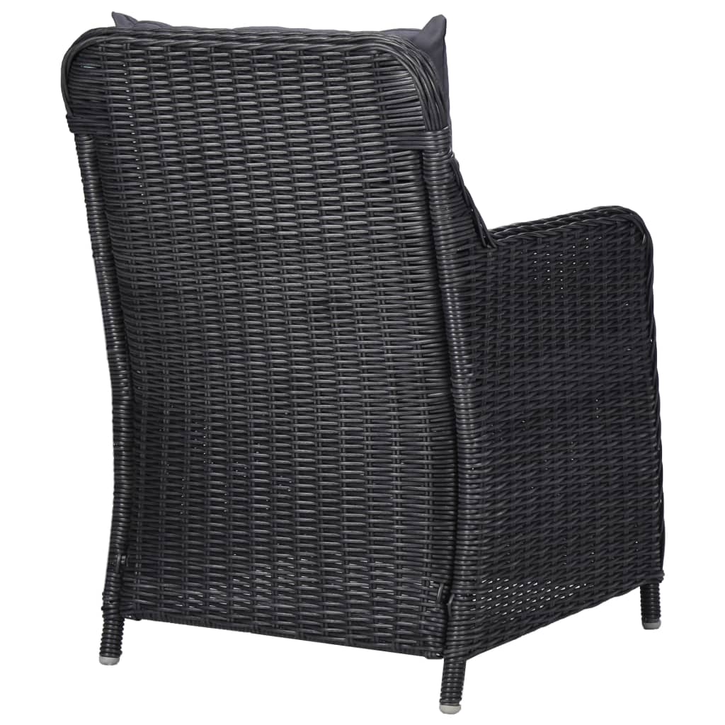 vidaXL Gartenstühle 2 Stk. mit Auflagen Poly Rattan Schwarz