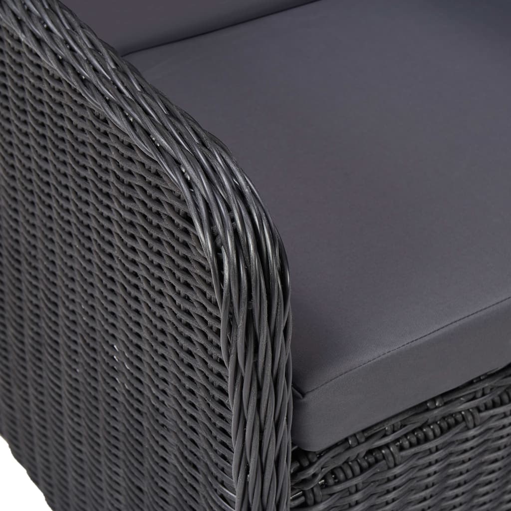 vidaXL Gartenstühle 2 Stk. mit Auflagen Poly Rattan Schwarz