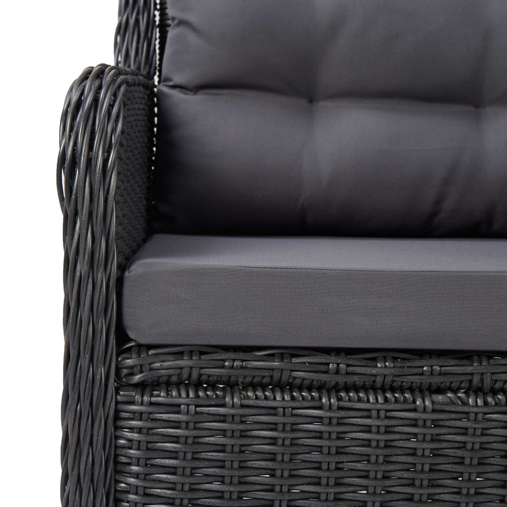 vidaXL Gartenstühle 2 Stk. mit Auflagen Poly Rattan Schwarz