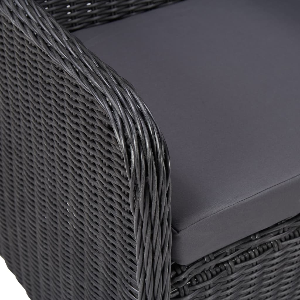 vidaXL 3-tlg. Garten-Bistro-Set mit Auflagen Poly Rattan Schwarz