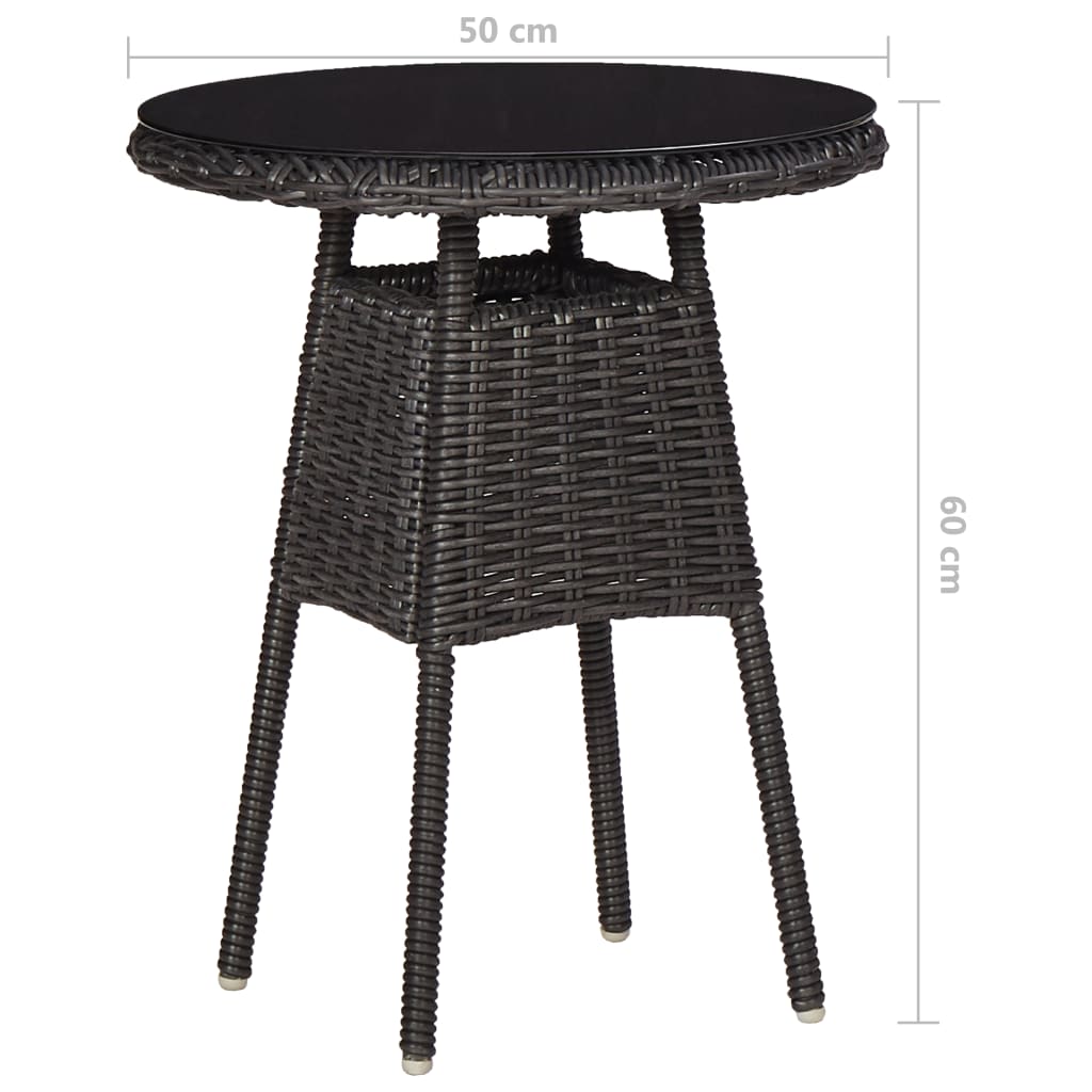 vidaXL Gartenstühle 2 Stk. mit Teetisch Poly Rattan Schwarz