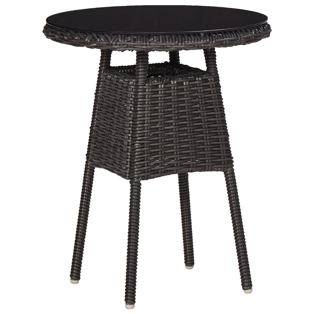 vidaXL Gartenstühle 2 Stk. mit Teetisch Poly Rattan Schwarz
