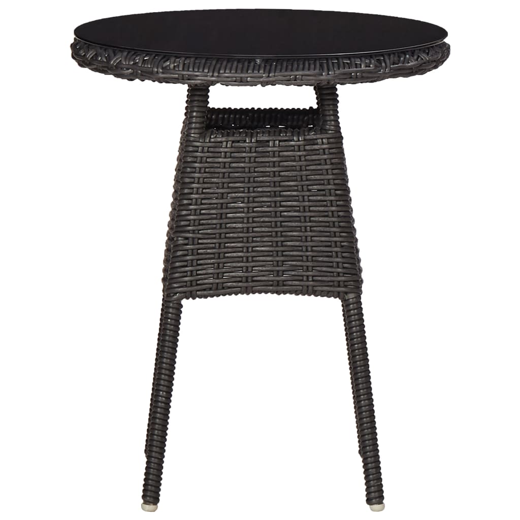 vidaXL Gartenstühle 2 Stk. mit Teetisch Poly Rattan Schwarz