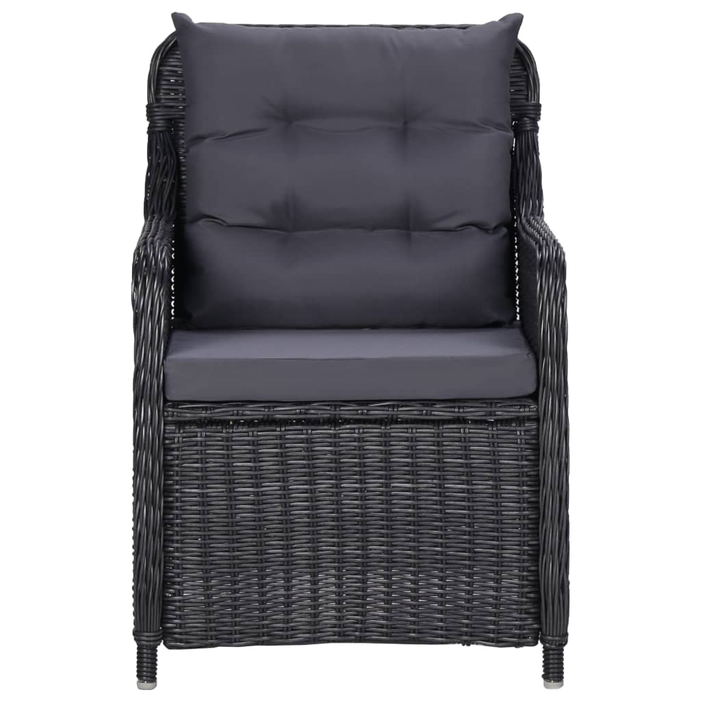 vidaXL Gartenstühle 2 Stk. mit Teetisch Poly Rattan Schwarz