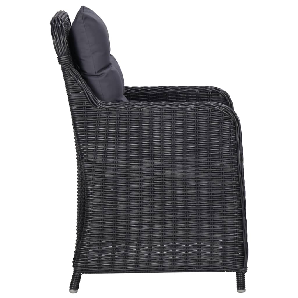 vidaXL Gartenstühle 2 Stk. mit Teetisch Poly Rattan Schwarz