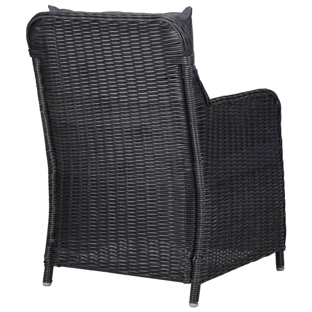 vidaXL Gartenstühle 2 Stk. mit Teetisch Poly Rattan Schwarz
