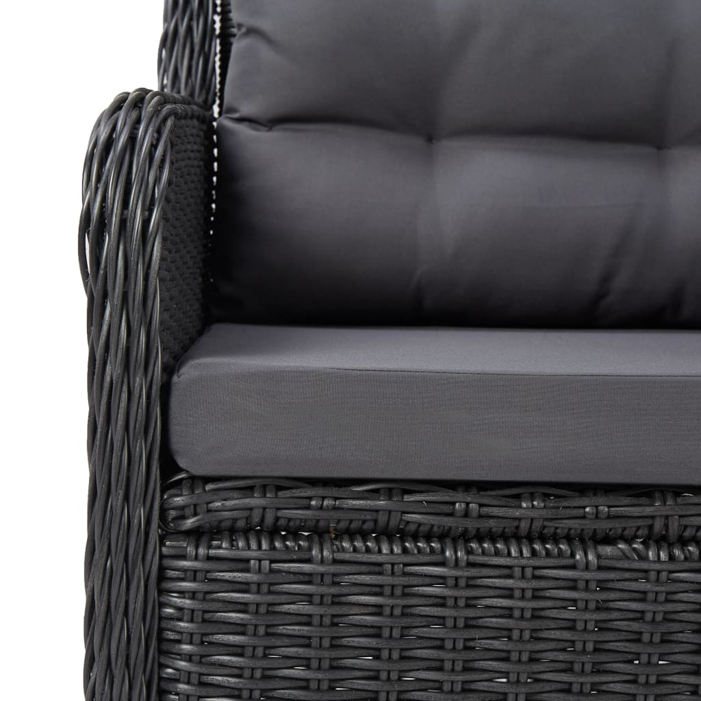 vidaXL Gartenstühle 2 Stk. mit Teetisch Poly Rattan Schwarz