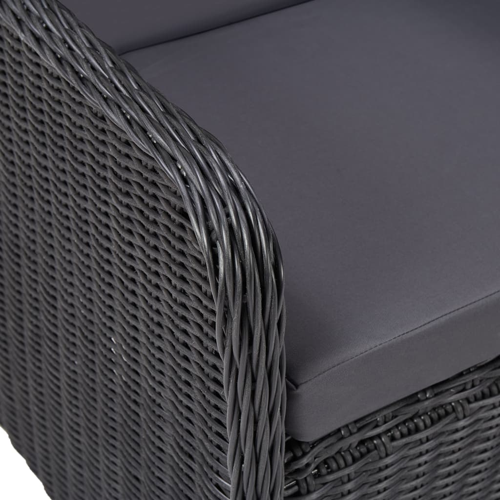 vidaXL Gartenstühle 2 Stk. mit Teetisch Poly Rattan Schwarz
