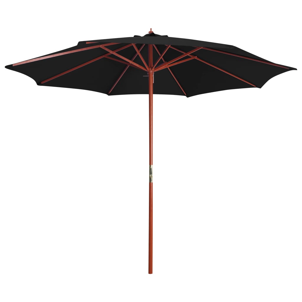 vidaXL Sonnenschirm mit Holz-Mast 300x258 cm Schwarz