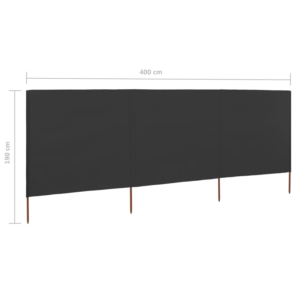 vidaXL 3-teiliges Windschutzgewebe 400 x 160 cm Anthrazit