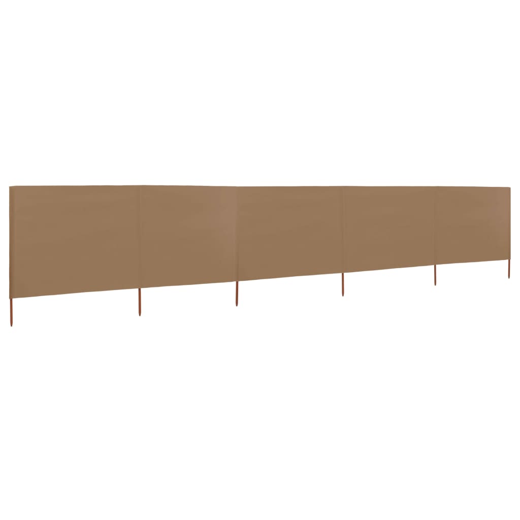 vidaXL 5-teiliges Windschutzgewebe 600 x 80 cm Taupe
