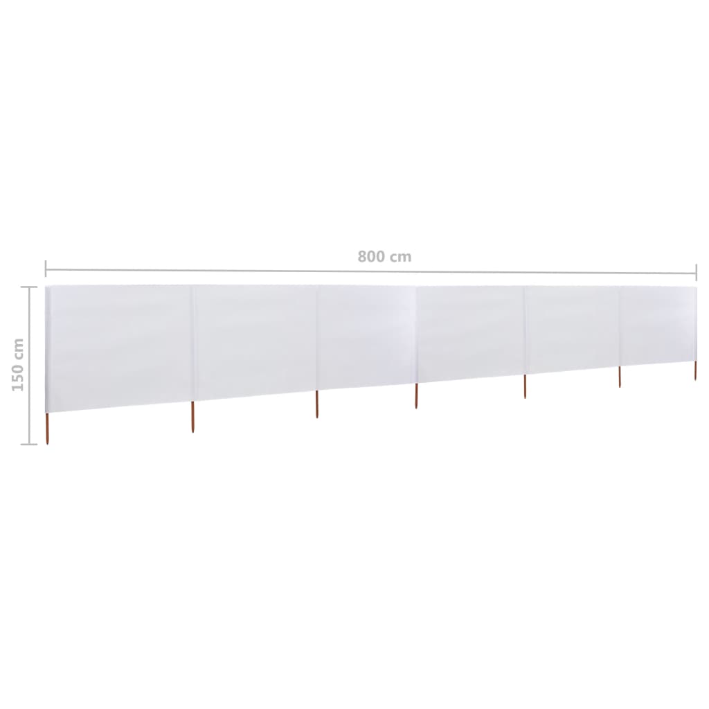 vidaXL 6-teiliges Windschutzgewebe 800 x 120 cm Sandweiß