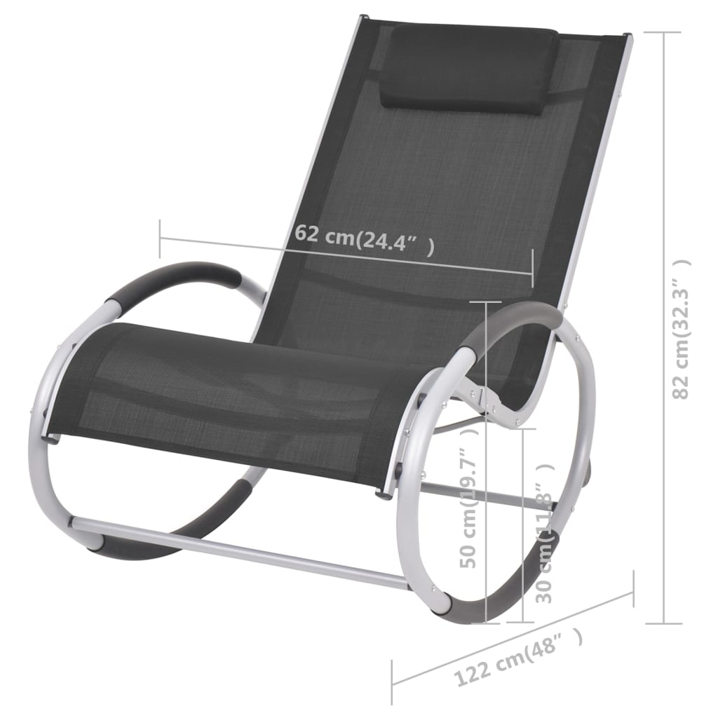 vidaXL Garden-Schaukelstuhl Schwarz Textilene