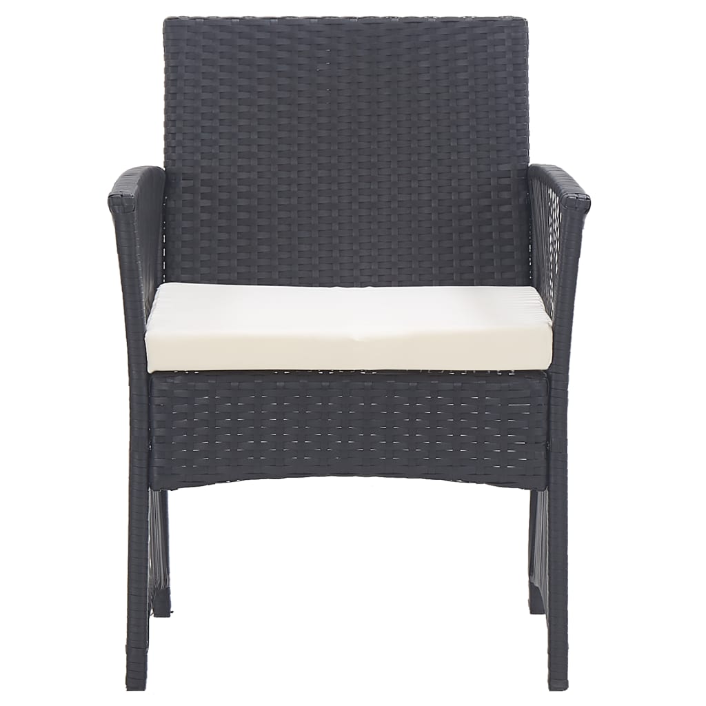 vidaXL Gartensessel mit Sitzkissen 2 Stk. Schwarz Poly Rattan