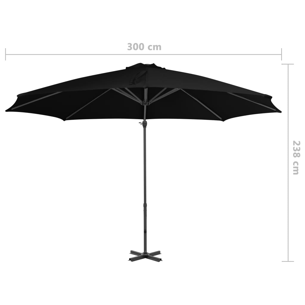 vidaXL Ampelschirm mit Aluminium-Mast 300 cm Schwarz