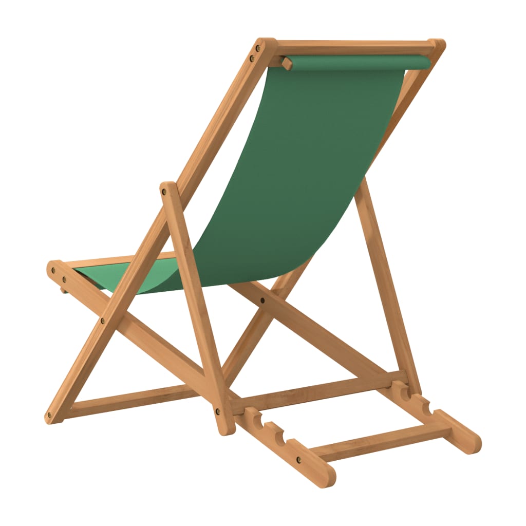 vidaXL Strandstuhl Klappbar Massivholz Teak Grün
