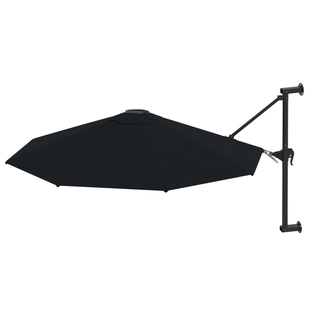 vidaXL Sonnenschirm zur Wandmontage mit Metall-Mast 300 cm Schwarz