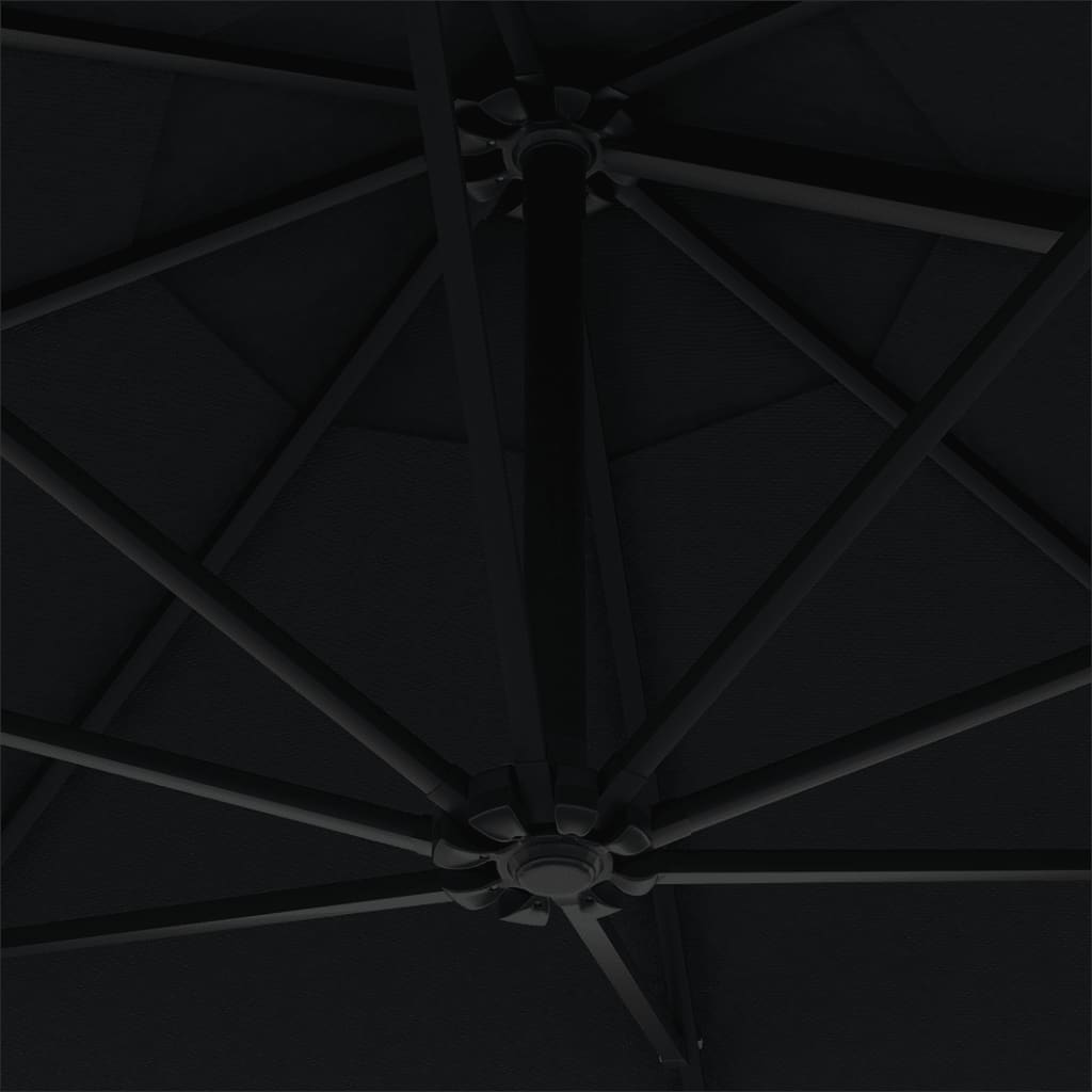 vidaXL Sonnenschirm zur Wandmontage mit Metall-Mast 300 cm Schwarz