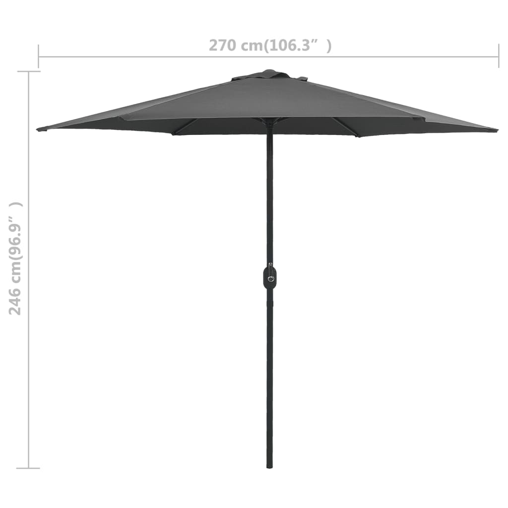 vidaXL Sonnenschirm mit Aluminium-Mast 270x246 cm Anthrazit