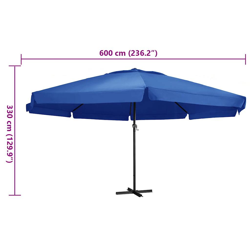 vidaXL Sonnenschirm mit Aluminium-Mast 600 cm Azurblau