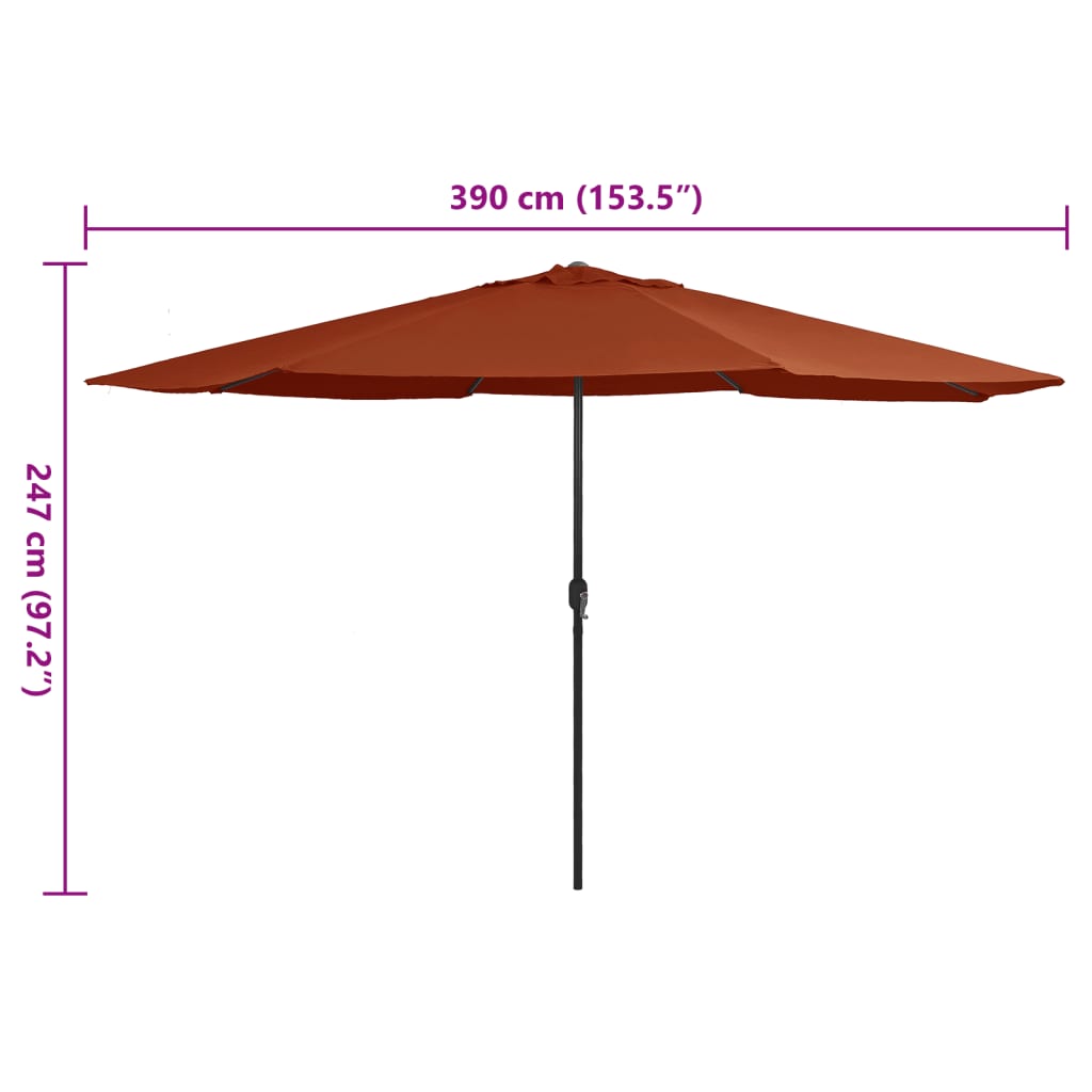 vidaXL Sonnenschirm mit Metall-Mast 390 cm Terrakotta