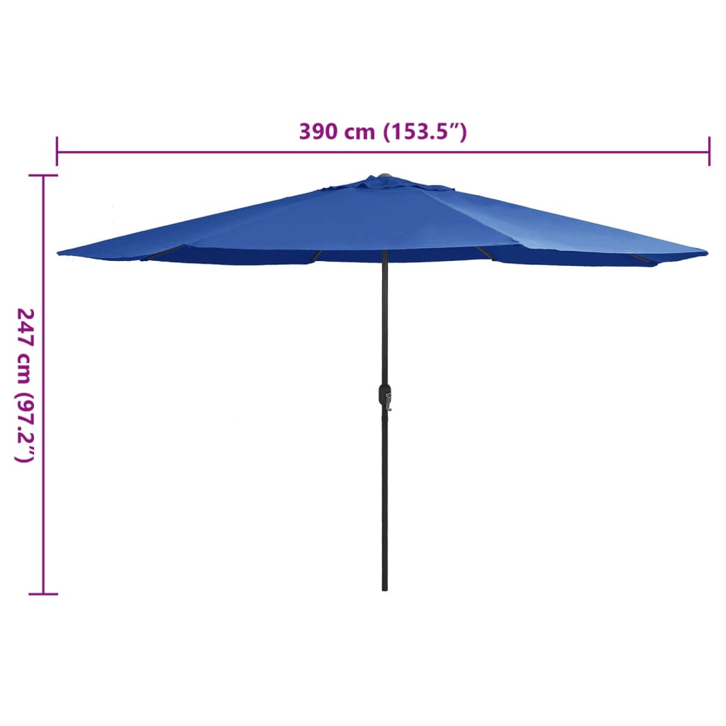 vidaXL Sonnenschirm mit Metall-Mast 390 cm Azurblau