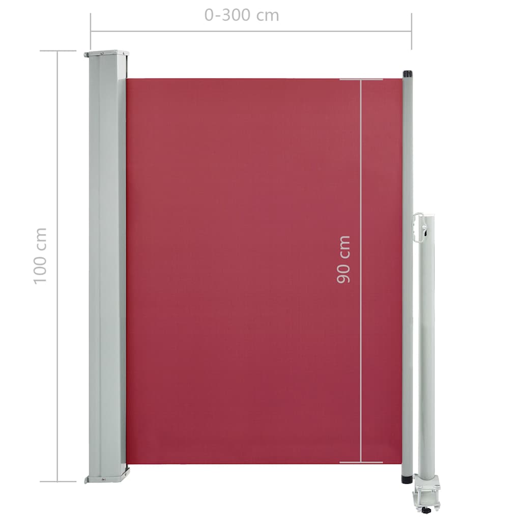 vidaXL Ausziehbare Seitenmarkise 100x300 cm Rot