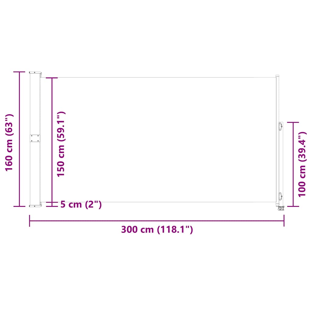 vidaXL Ausziehbare Seitenmarkise 160x300 cm Blau