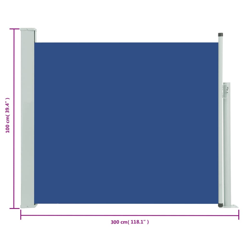 vidaXL Ausziehbare Seitenmarkise 100x300 cm Blau