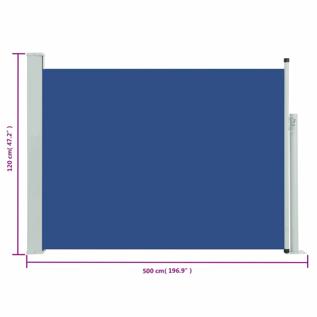 vidaXL Ausziehbare Seitenmarkise 120×500 cm Blau