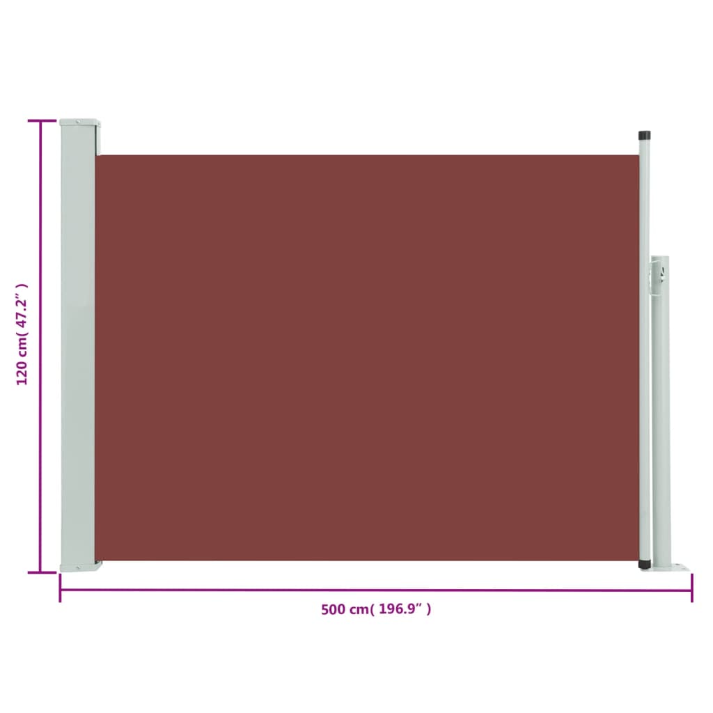 vidaXL Ausziehbare Seitenmarkise 120×500 cm Braun