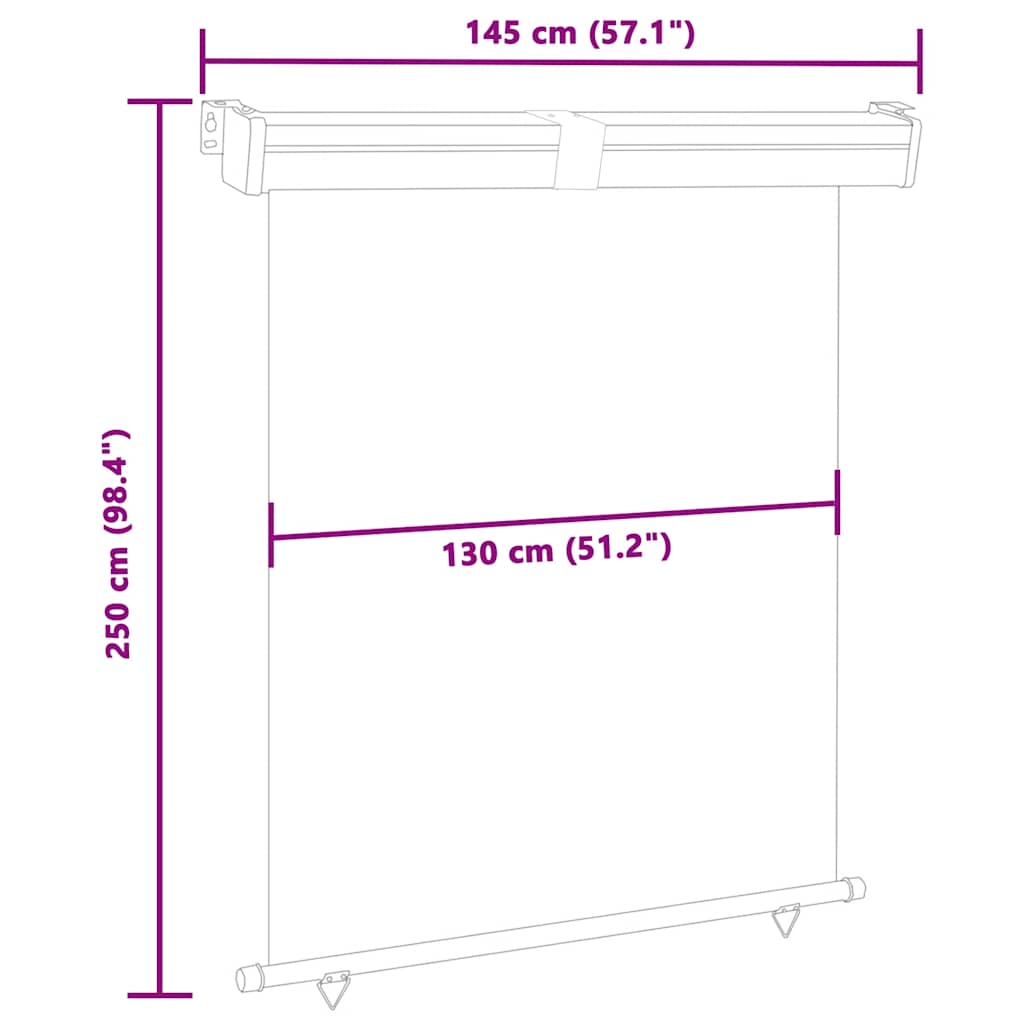 vidaXL Balkon-Seitenmarkise 145x250 cm Braun