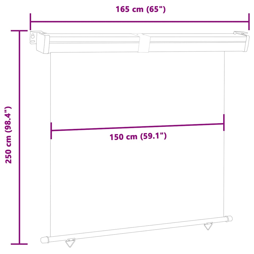 vidaXL Balkon-Seitenmarkise 165x250 cm Grau