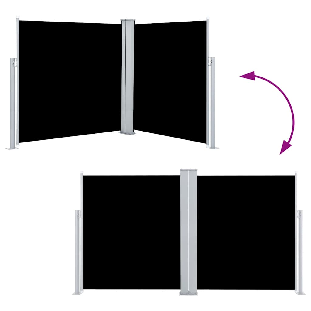vidaXL Ausziehbare Seitenmarkise Schwarz 140 x 600 cm