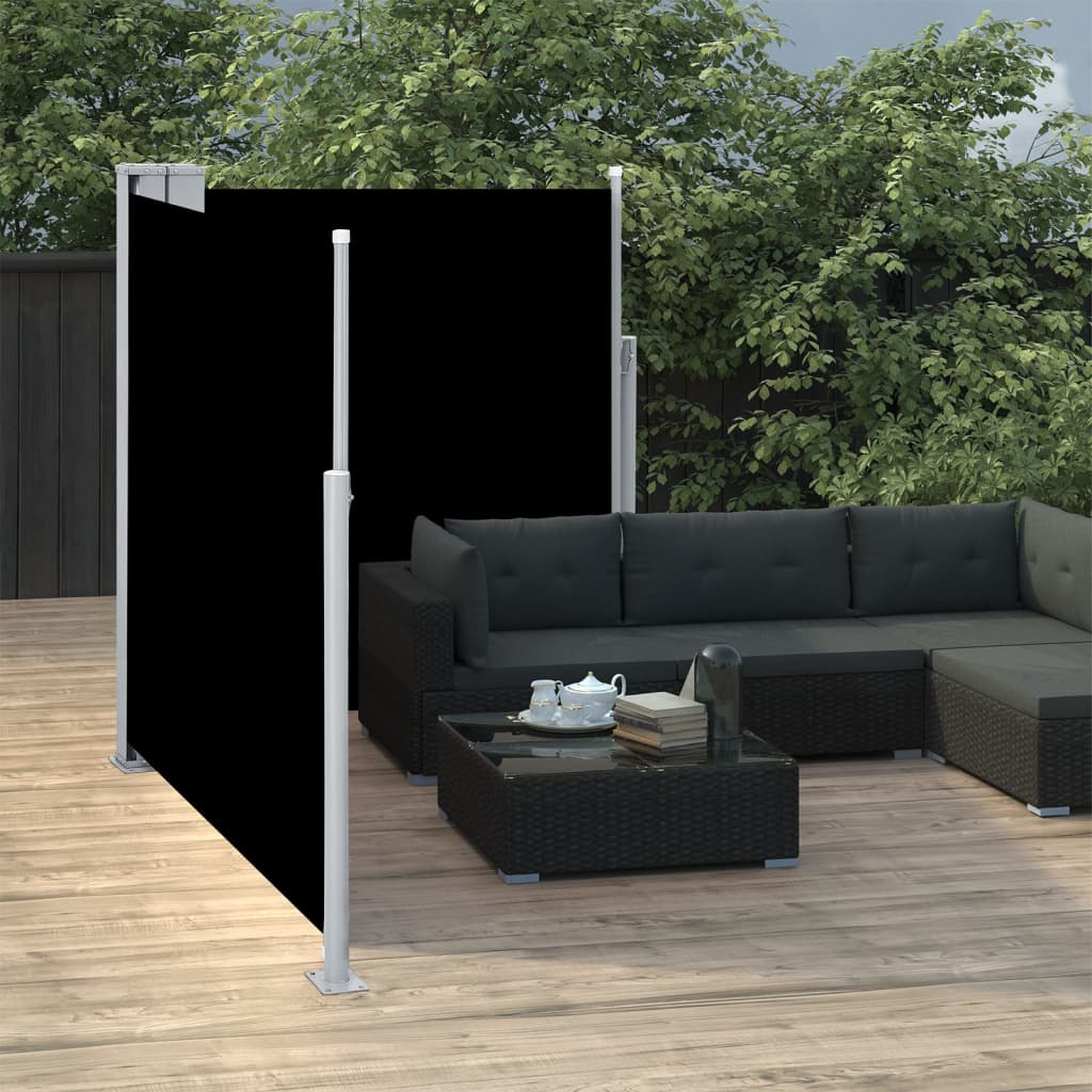 vidaXL Ausziehbare Seitenmarkise Doppelt 170 x 600 cm Schwarz