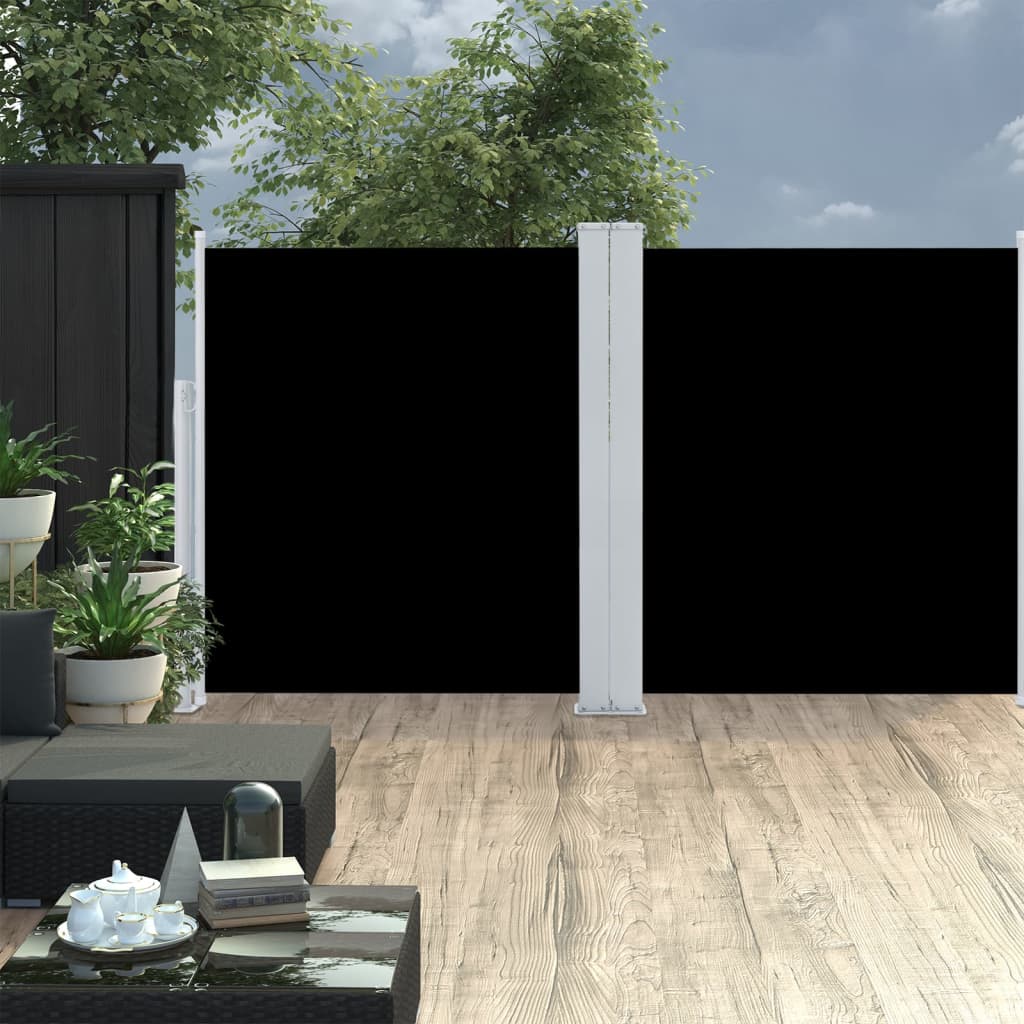 vidaXL Ausziehbare Seitenmarkise Doppelt 170 x 600 cm Schwarz