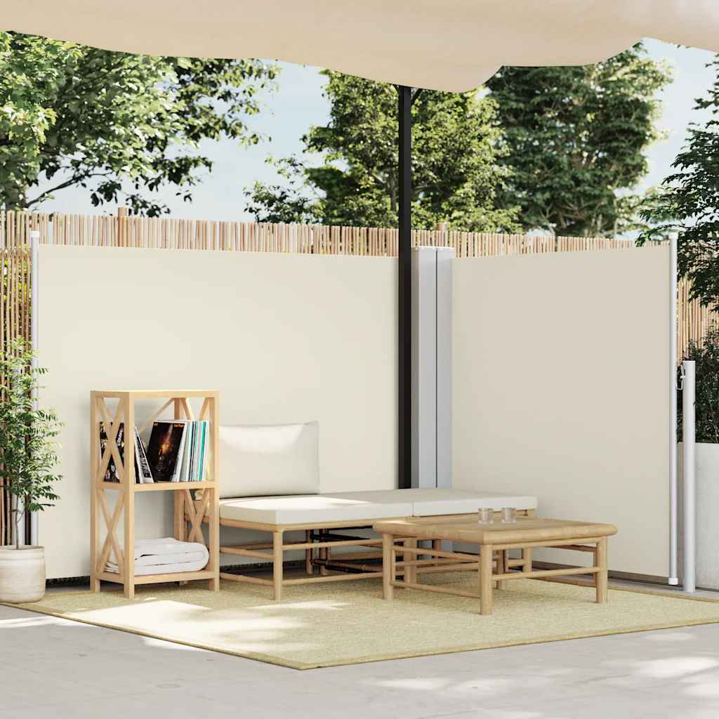 vidaXL Ausziehbare Seitenmarkise Creme 140 x 1000 cm