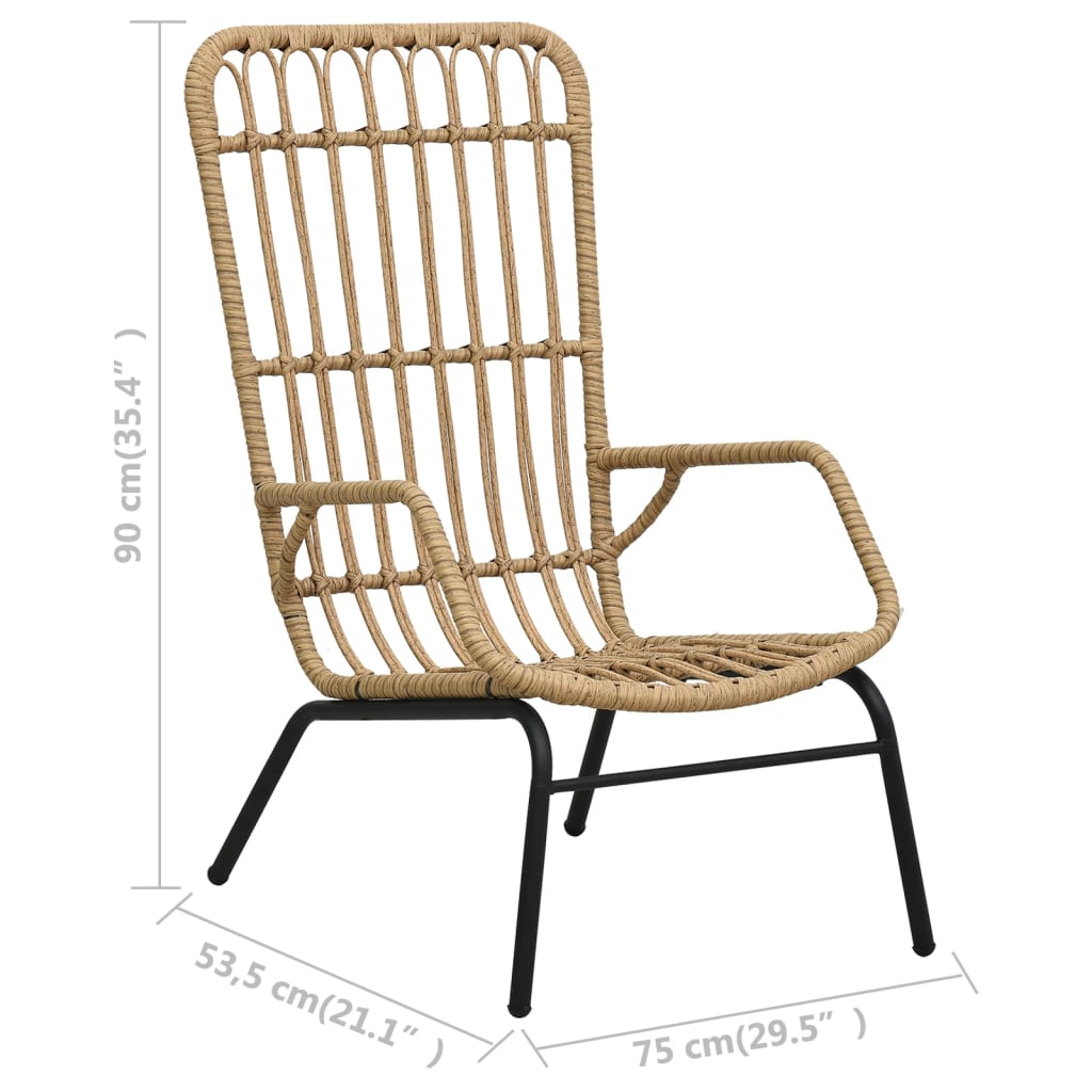 vidaXL Gartenstuhl Poly Rattan Hellbraun