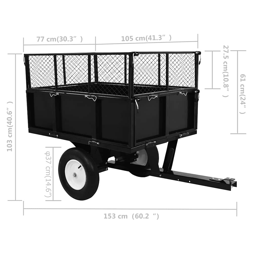 vidaXL Kippanhänger für Rasenmäher 300 kg Last